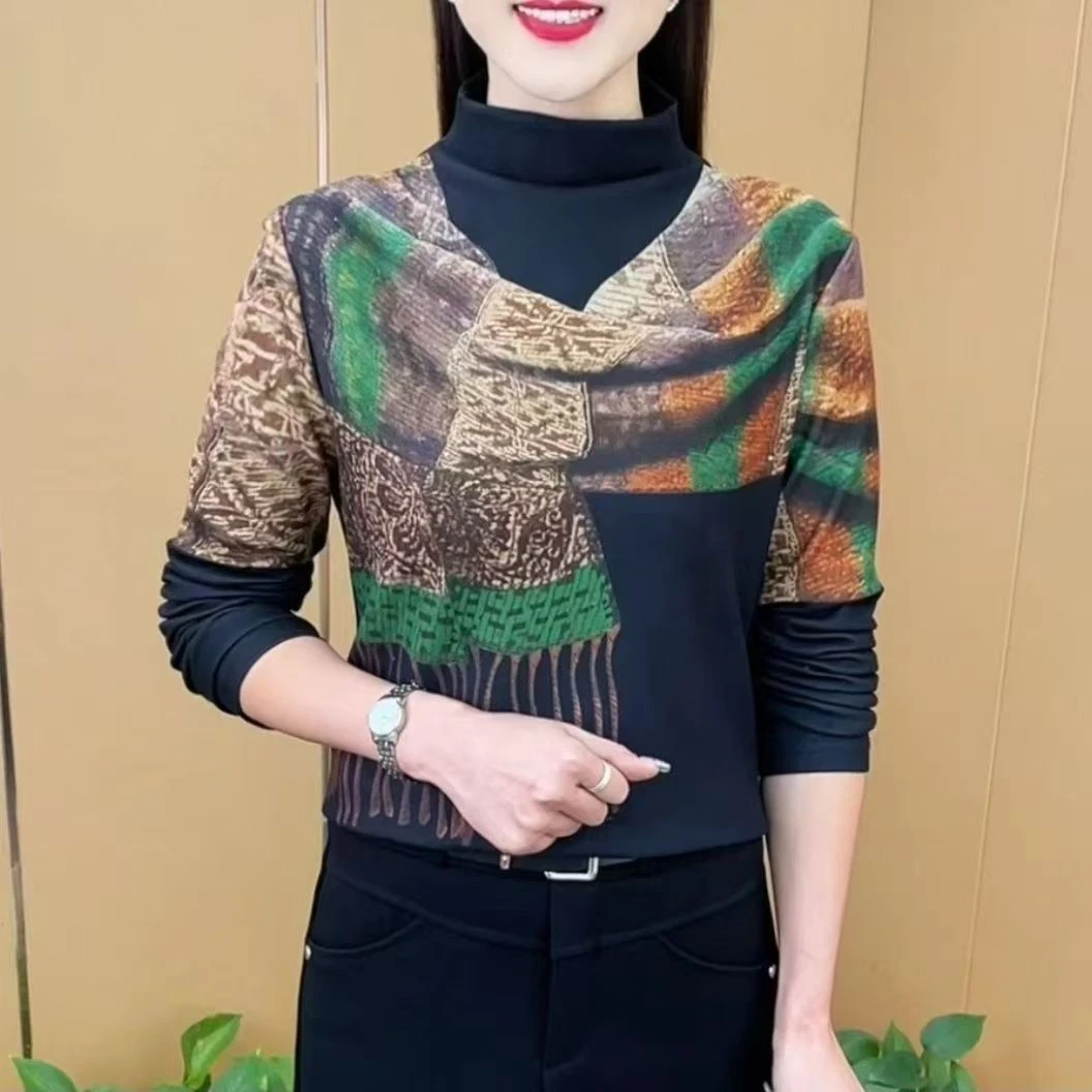 高级感小衫秋冬新款洋气百搭宽松半高领可外穿精致打底保暖上衣女