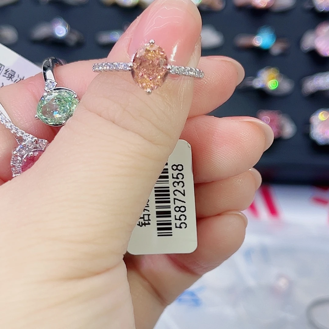 莫桑石非金属SH K白微镶椭圆恰色鸽子蛋-17