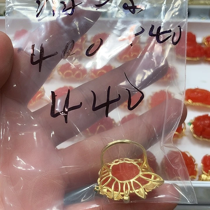 和田玉戒指银S925镶嵌清***叶