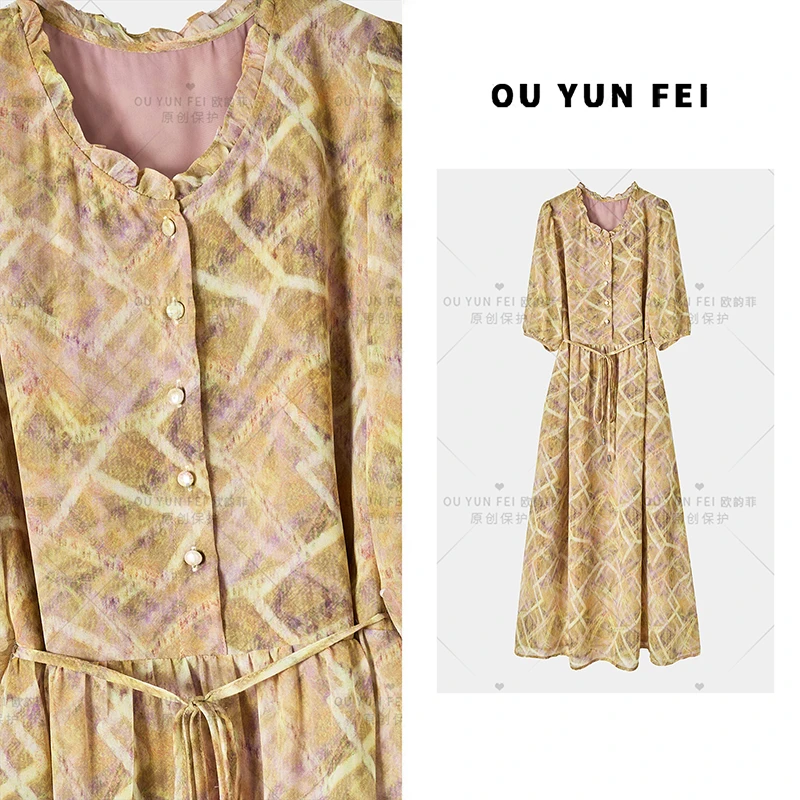 高级感连衣裙女新款夏季显瘦穿搭时尚洋气印花长裙HY1931