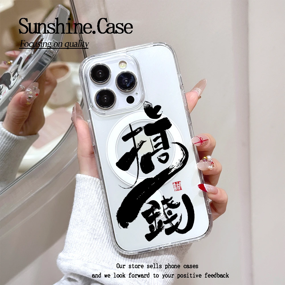 【亚克力磁吸】搞钱高透手机壳适用苹果16promax/15/14防摔