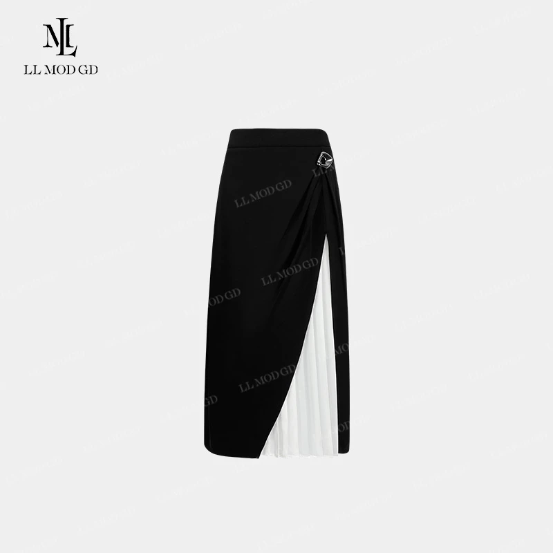 风琴 法式典雅风黑白拼色半身裙简约高级感别致减龄裙YL-261107