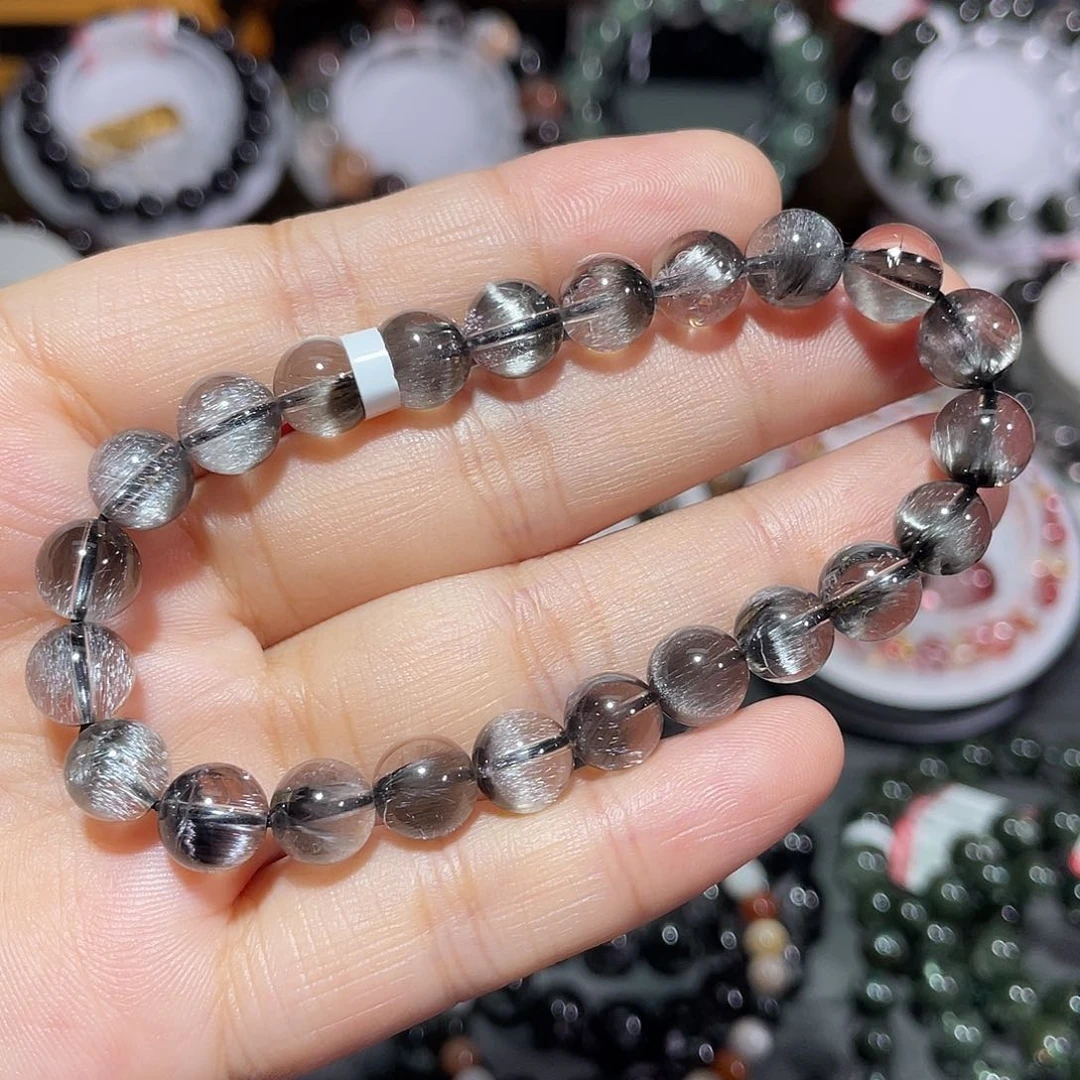 水晶手链未镶嵌黑银钛手串