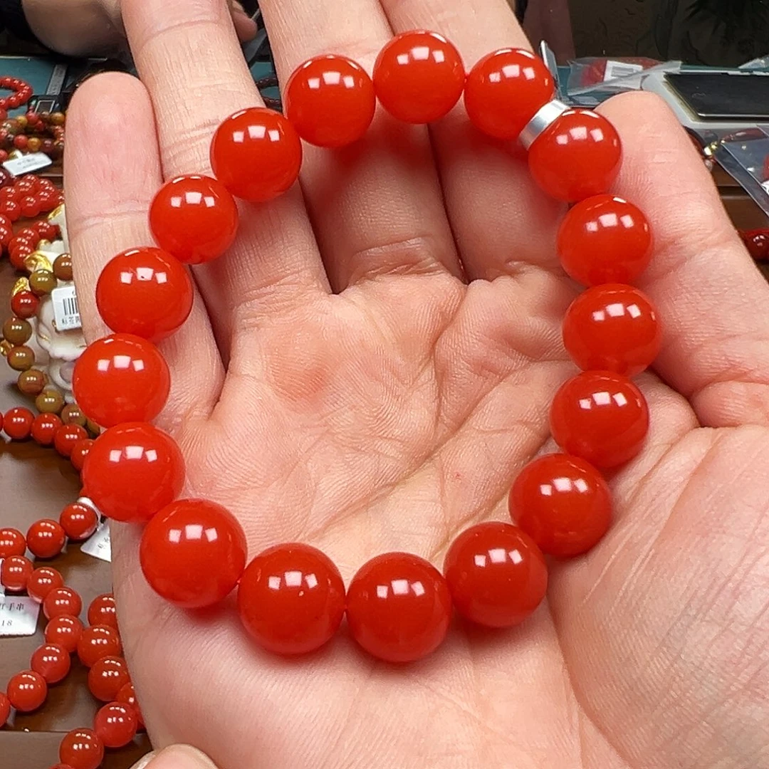 南红玛瑙未镶嵌手链保山料大黑洞11m收藏款