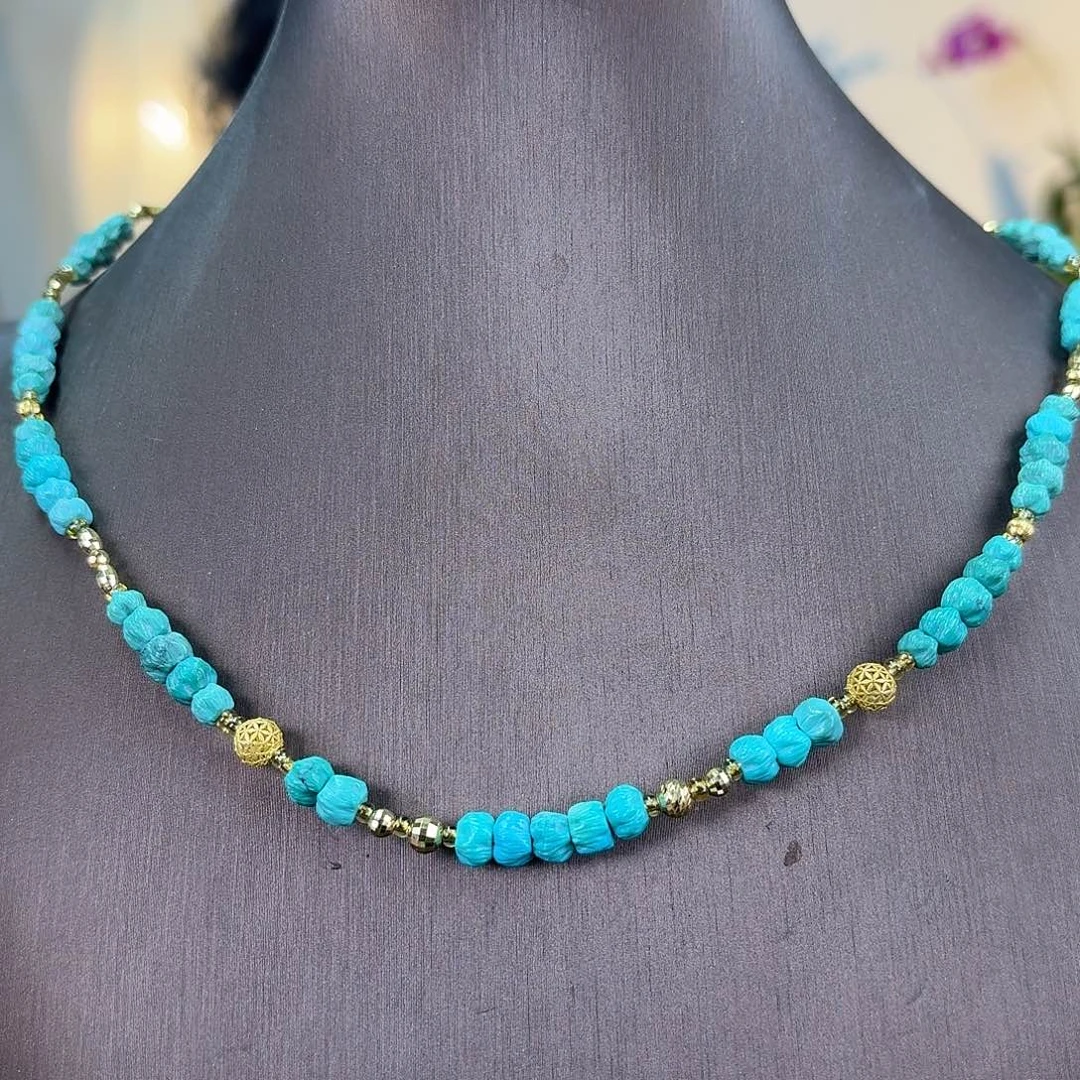 绿松石18K金镶嵌珠宝奇石