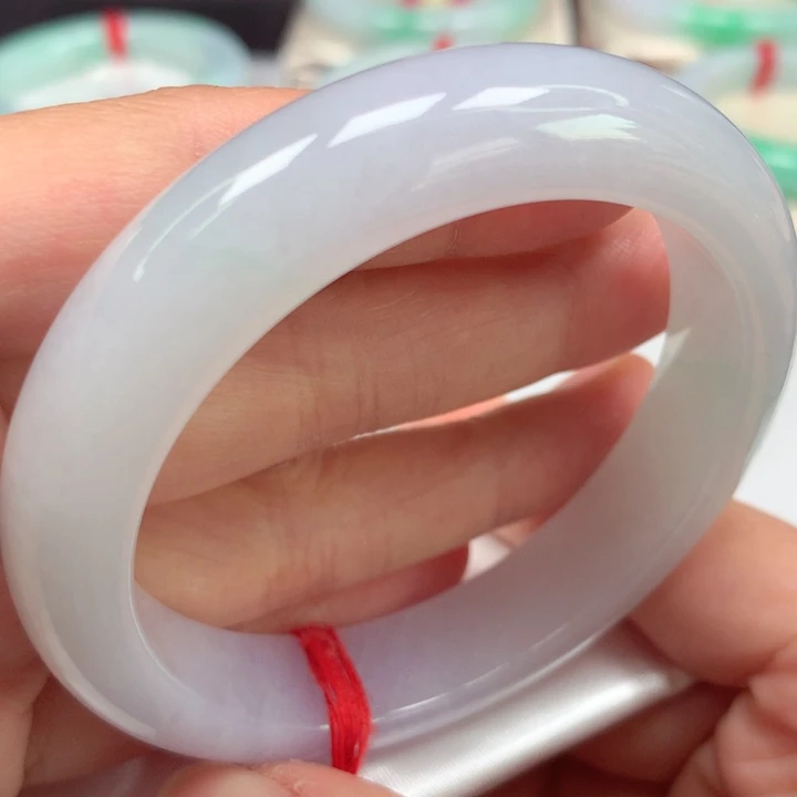 翡翠手镯未镶嵌粉紫底19号