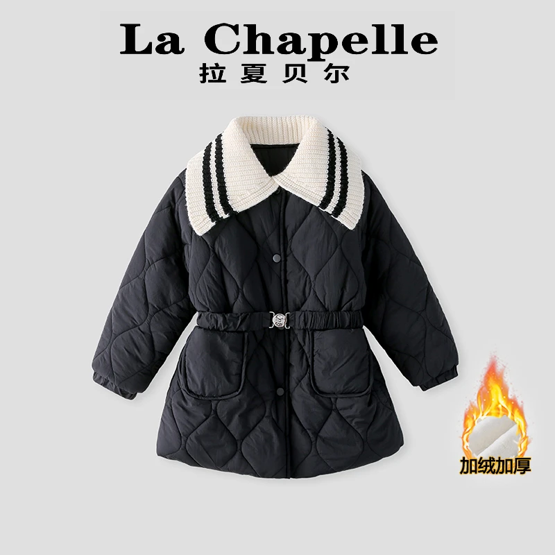 La Chapelle【拉夏贝尔】时尚女童秋冬季翻领中长款外套LA1235