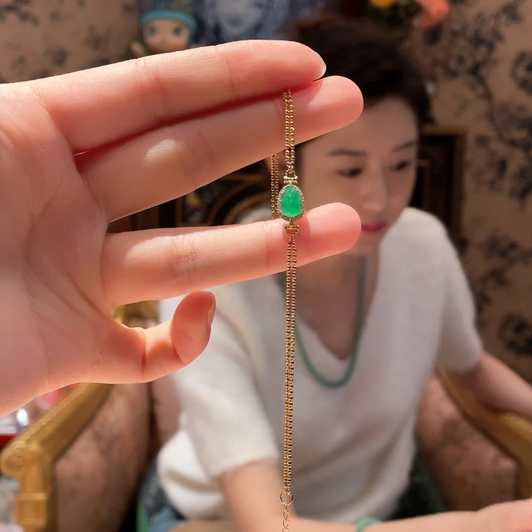翡翠手链18K金镶嵌手链