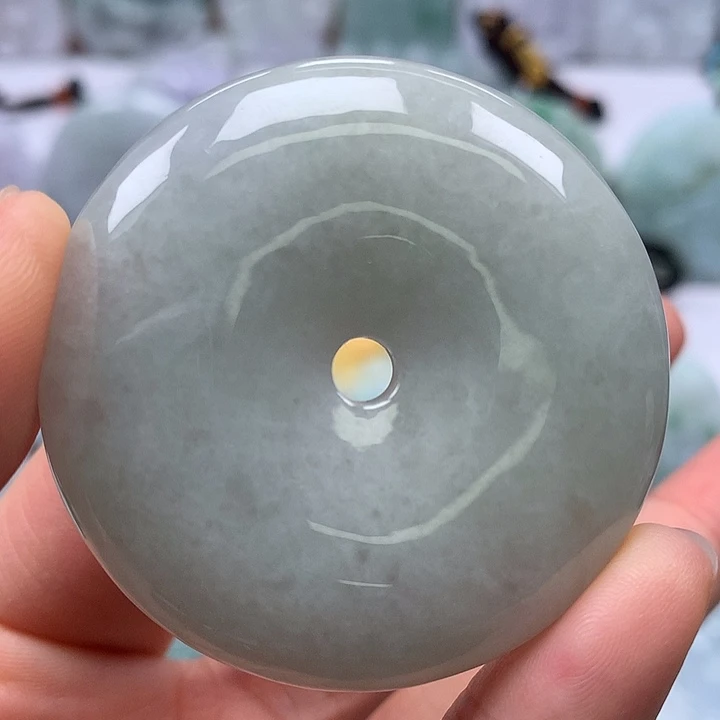 翡翠未镶嵌颈饰平安扣卡厚装9.8