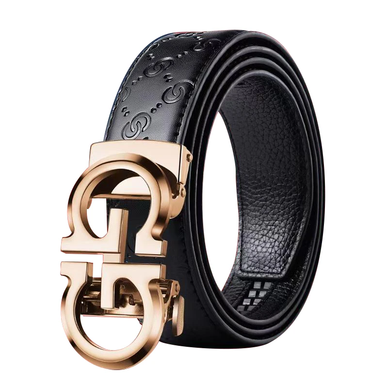 双G自动扣商务耐用男士皮带百搭字母腰带带条带印CC
