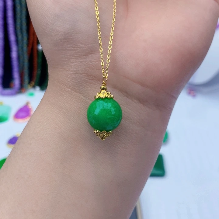 翡翠14K金镶嵌颈饰吊坠6