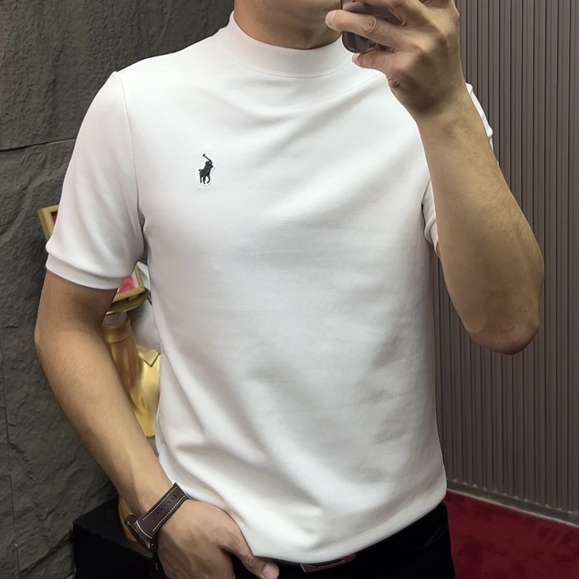 2025-35159短袖刺绣秋冬加厚男士透气T恤秋季打底衫休闲时尚