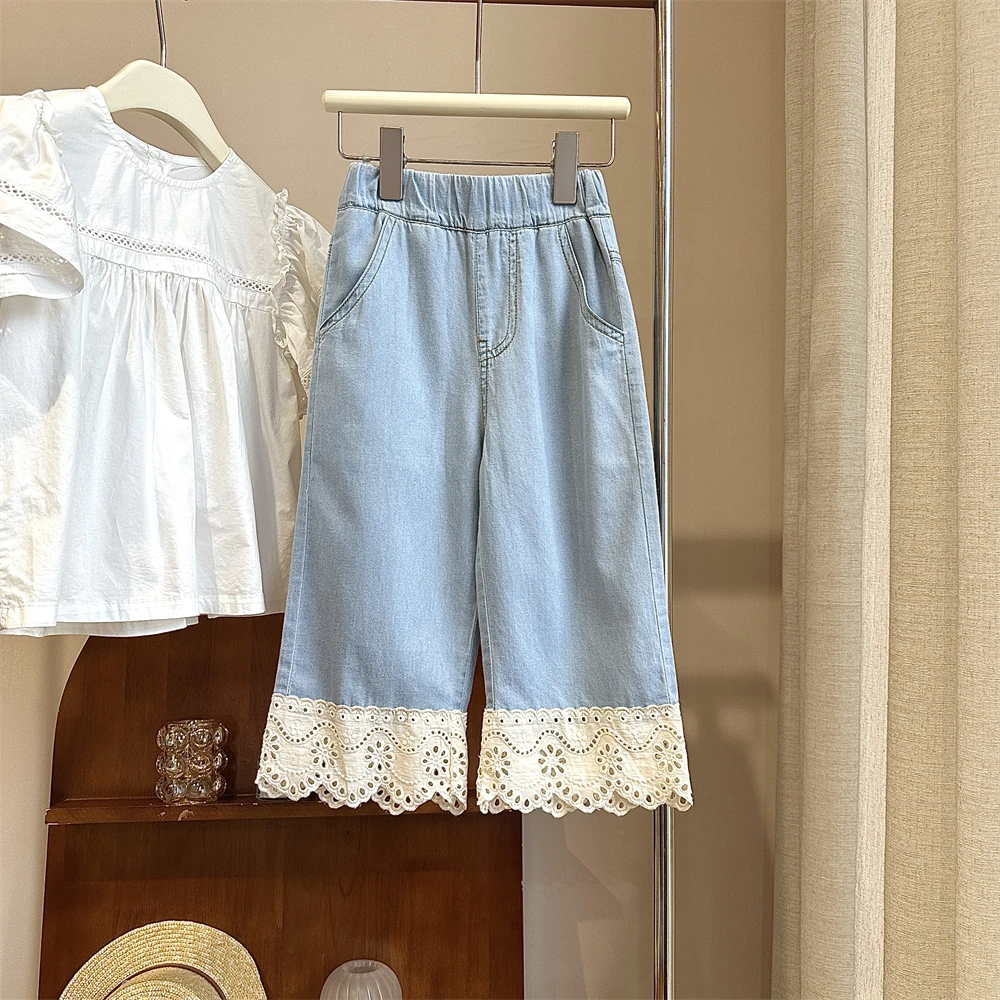 现货【蓝序】夏款3909直筒牛仔长裤女童洋气高腰时尚百搭女宝裤子