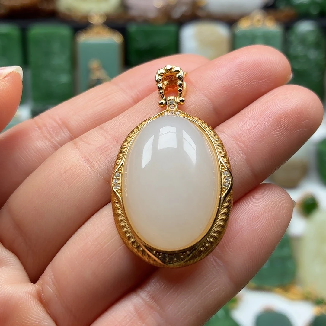 和田玉银S925镶嵌颈饰