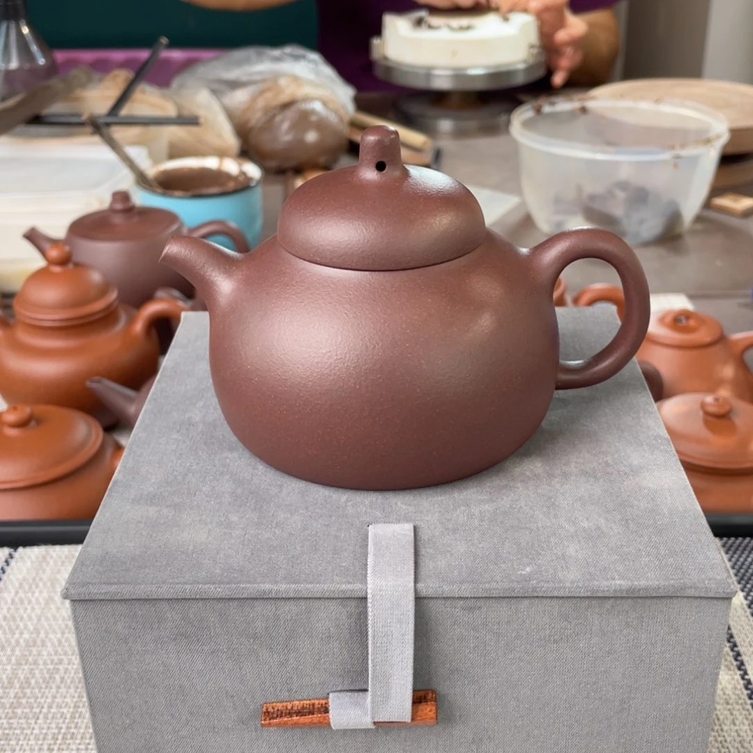 茶壶紫砂半手工老紫泥匏瓜壶220cc