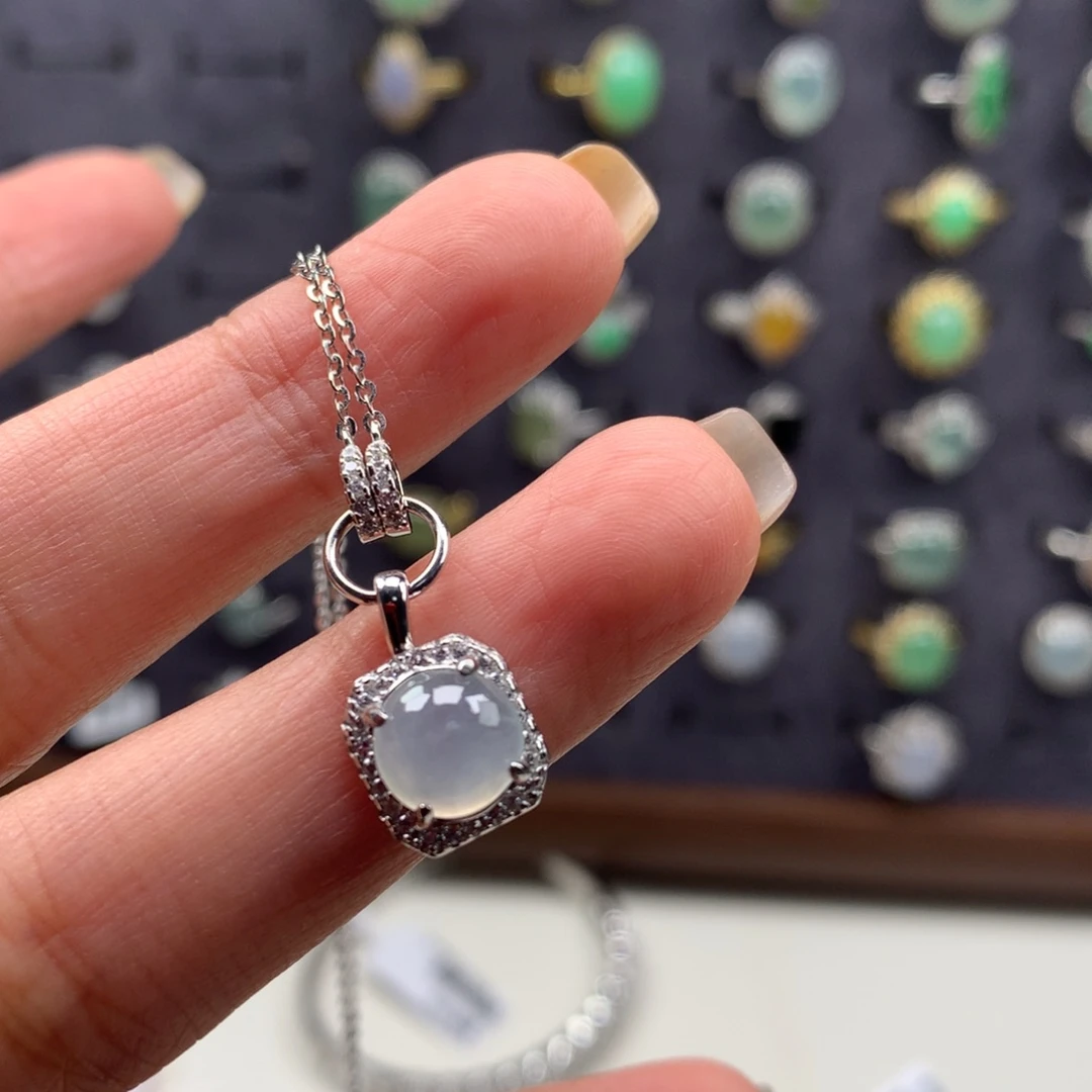 翡翠银S925镶嵌颈饰项链