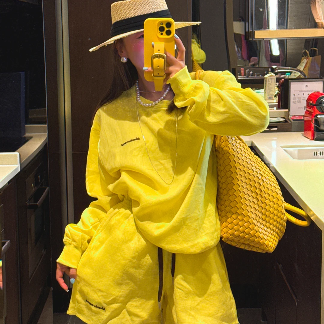 欧货夏季新款转色字母刺绣减龄款防晒亚麻套装