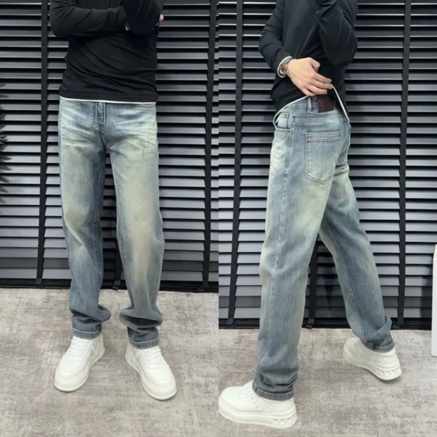 【春夏新款】男士洗水直筒蓝色牛仔裤休闲百搭长裤21008