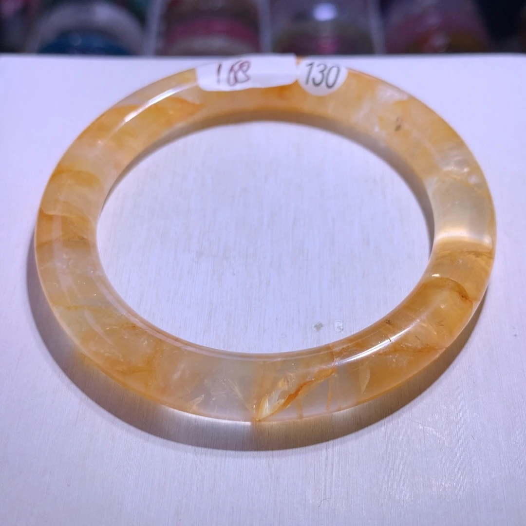 手镯银S925镶嵌水晶黄胶花60.4圈168