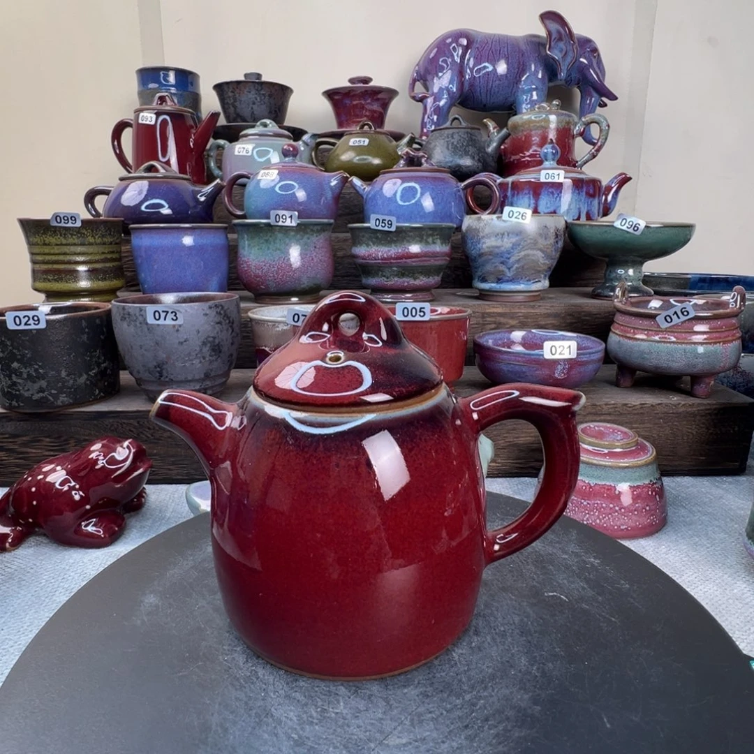 钧红小秦权茶壶一把满容220ml