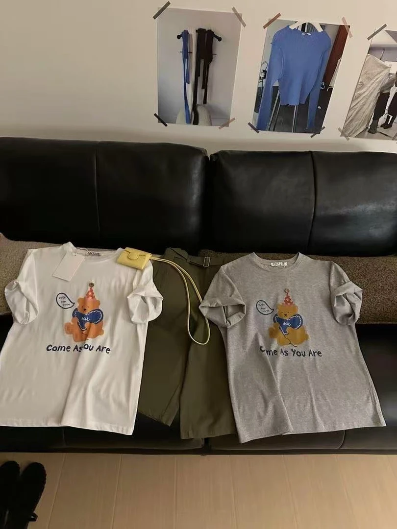 Uncle Be#韩版宽松圆领生日帽小熊短袖#6996【福福】