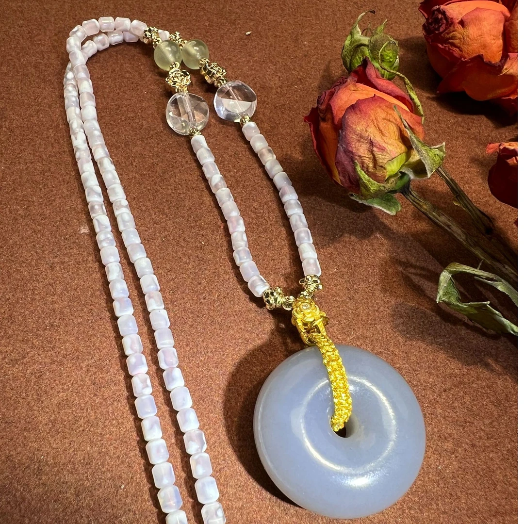 特色稀缺 和田玉烟紫厚装平安扣吊坠  H421