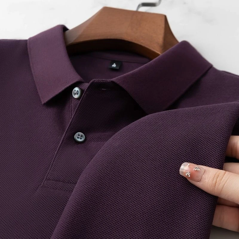 外贸商务断码正品务原单净版纯色休闲T恤翻领男士高档t恤潮流男装