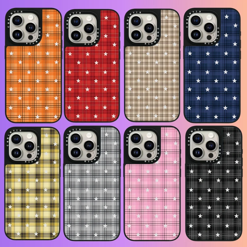 【镜面磁吸格子满天星】秋冬磨砂女生专用适用于苹果17手机壳保护套