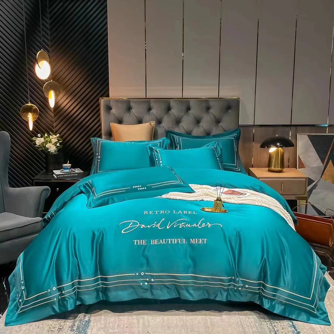 【高货清仓】毕加索艺术类精工刺绣长绒棉纯棉四件套-简奢/绿