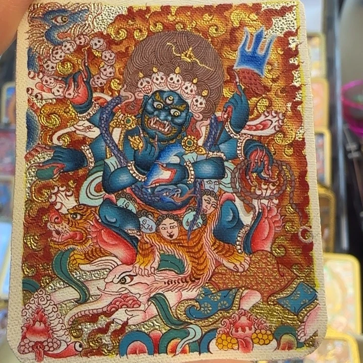 鞍***心吊坠大黑天热贡唐卡