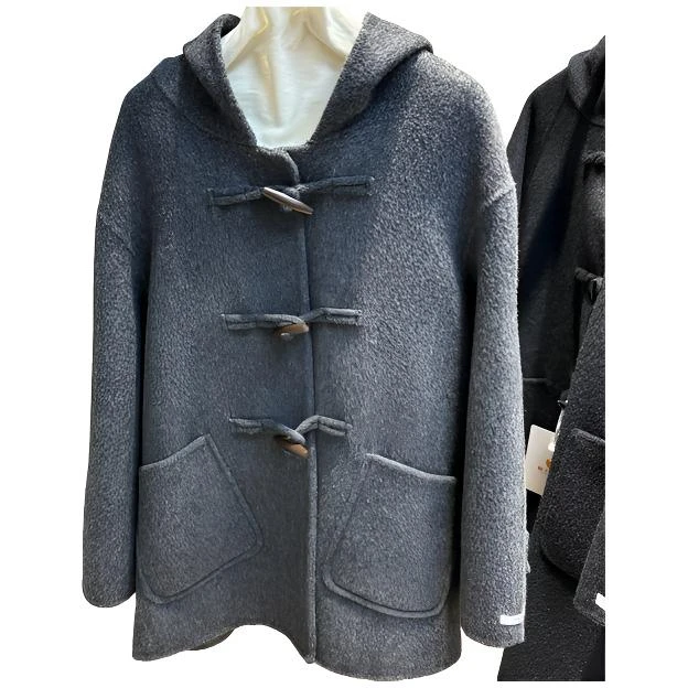 2025简约秋冬双面毛呢外套女气质双面羊毛短款大衣韩加厚宽松连帽