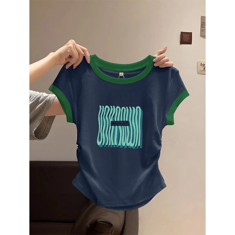 2025新款小飞袖正肩短袖t恤女春夏季时尚百搭减龄显瘦打底衫上衣