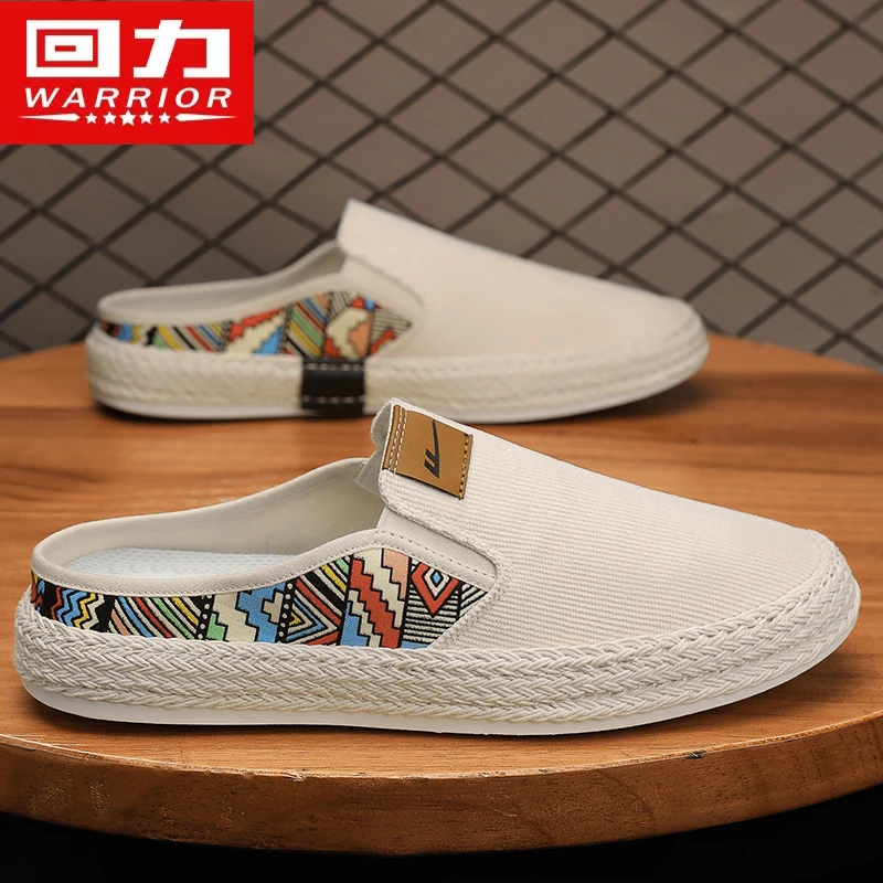 回力帆布男鞋2025夏季百搭透气一脚蹬休闲布鞋男士无后跟半拖潮鞋