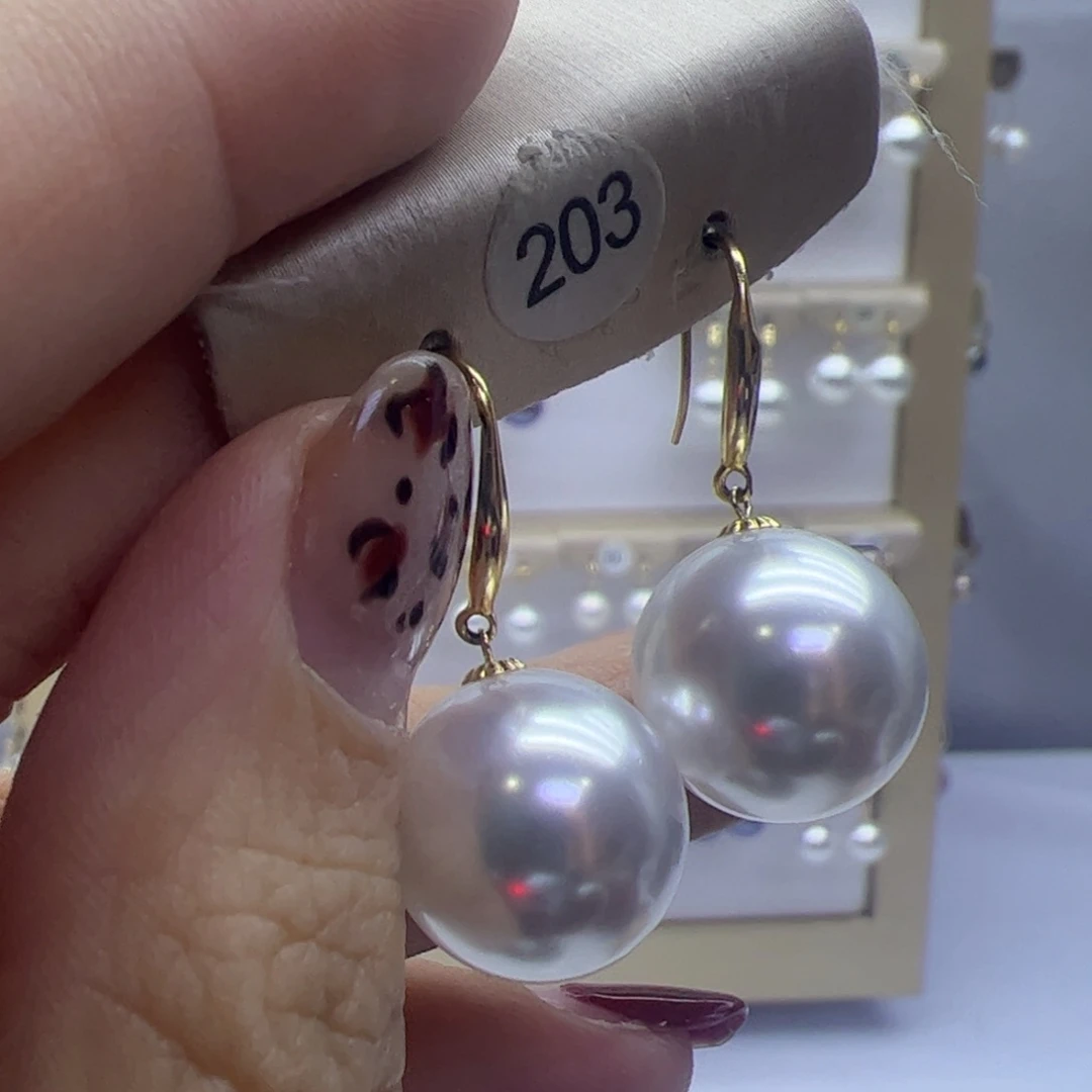 淡水珍珠耳饰18K金镶嵌