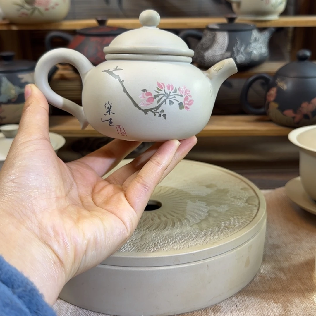 建水紫陶全品全手工彩填壶