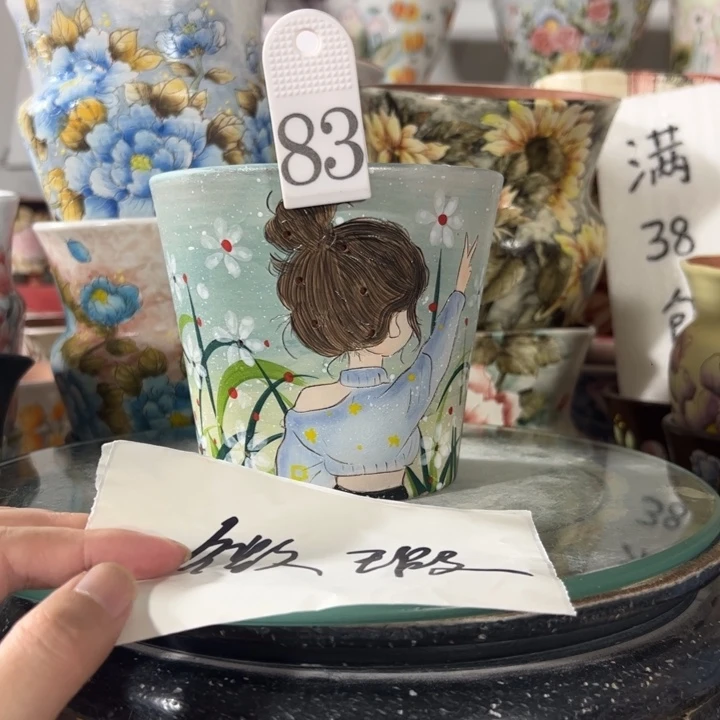 兔****景德镇手绘花盆满38包邮偏远地区除外
