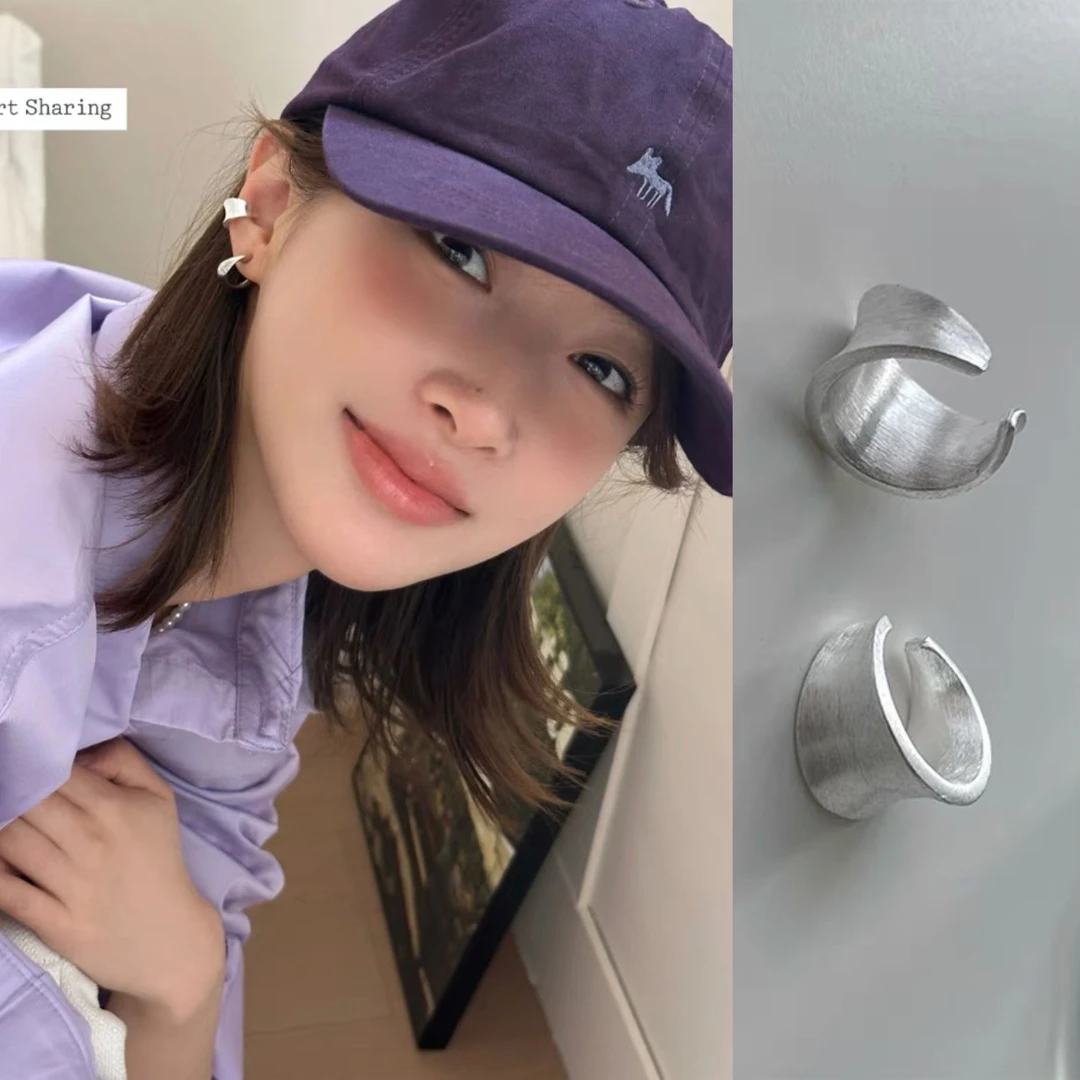 铜合金耳饰 拉丝耳夹女无耳洞轻奢高级感耳环耳骨夹男生耳钉耳饰