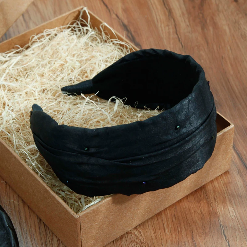 高端发箍宽边香云纱布艺复古发卡发夹时尚简约文艺气质遮白发头箍