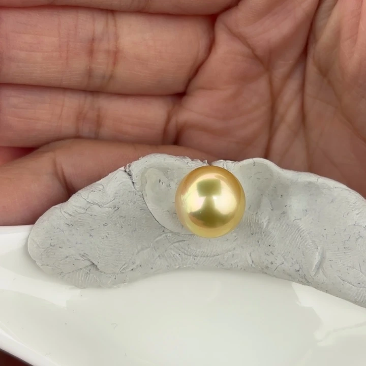 如***意定制海水珍珠未镶嵌裸珠12-13mm金珠一颗