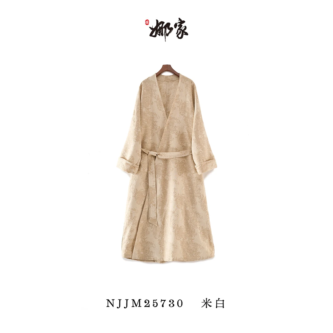 娜家·国风【棉麻】中式风衣大袍2025秋冬新款 NJJM(25730）