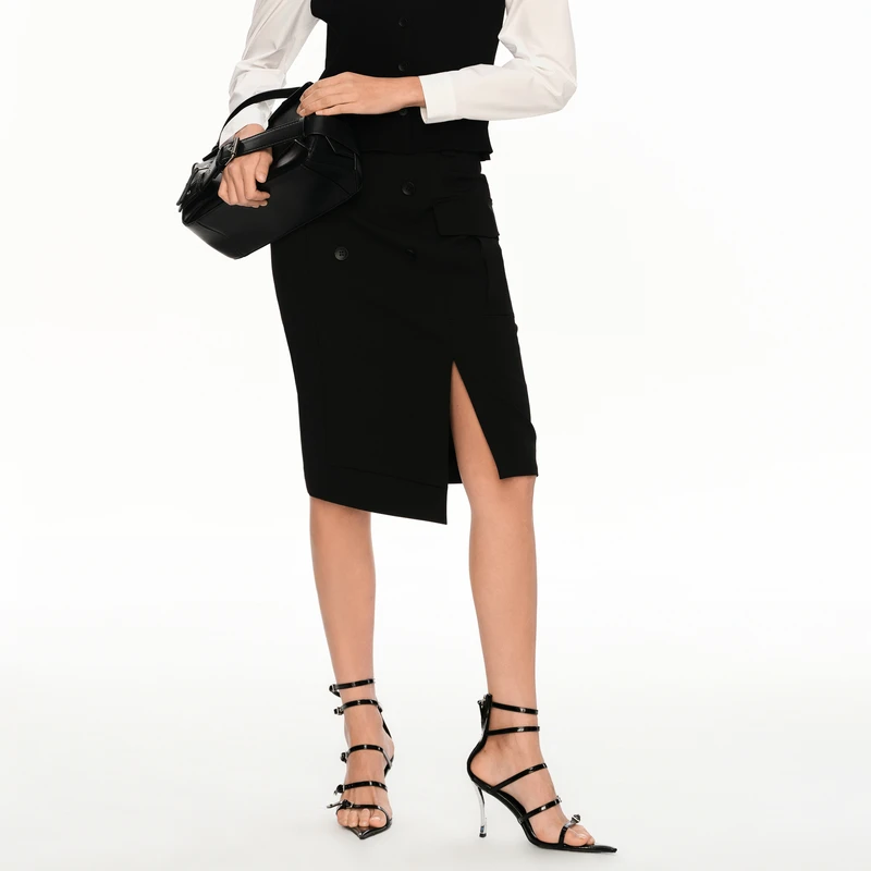 H·GENTEEL荷高24新夏女工装口袋前搭片装饰扣半身裙GUE21700787