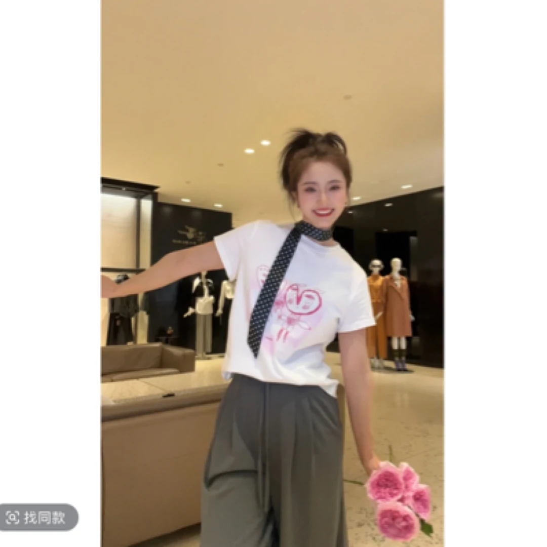 GIRDEAR/哥弟「小甜心」新款青春休闲百搭显瘦圆领T恤短袖1300996