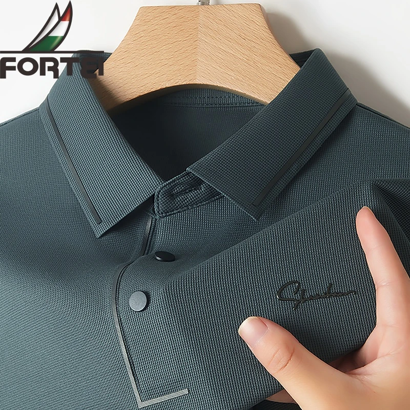 FORTEI/富鋌男士纯色Polo衫新款透气休闲短袖T恤男士翻领POLO衫