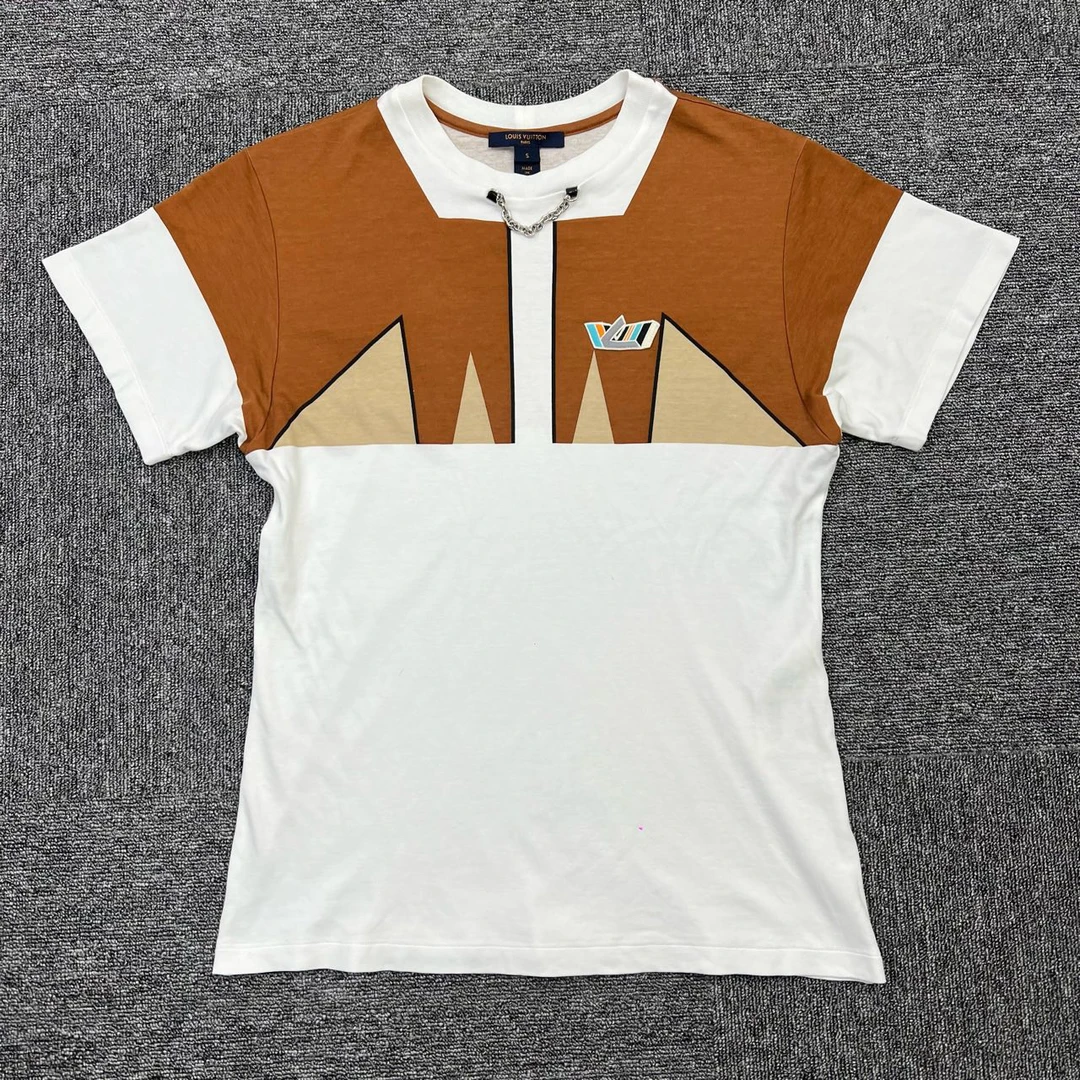 99新 LouisVuitton/路易威登 s码/LV拼接链条字母短袖/编码10765