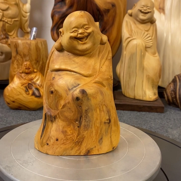 柏木（崖柏）崖柏弥勒佛摆件根雕工艺品