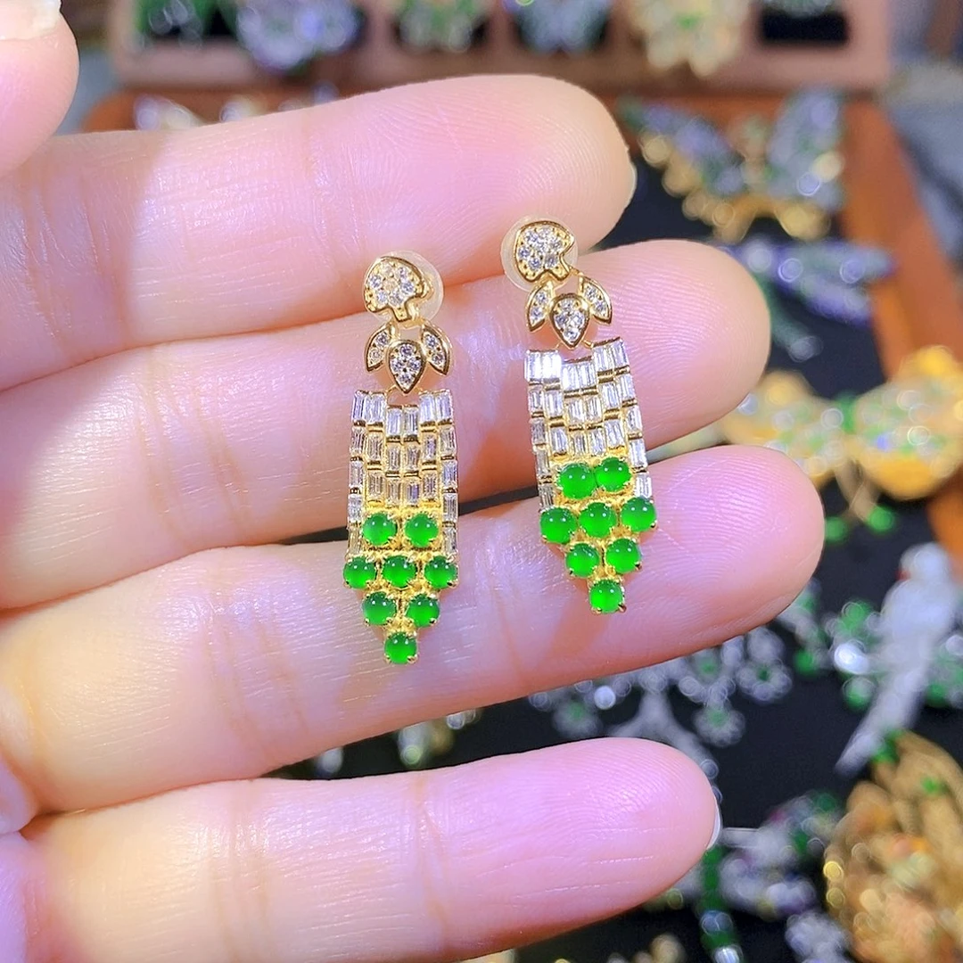 吊坠(不含链)银S925镶嵌翡翠