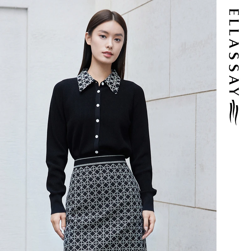 【丽公主专享】歌力思百搭单排扣长袖针织衫女EWF351M05600