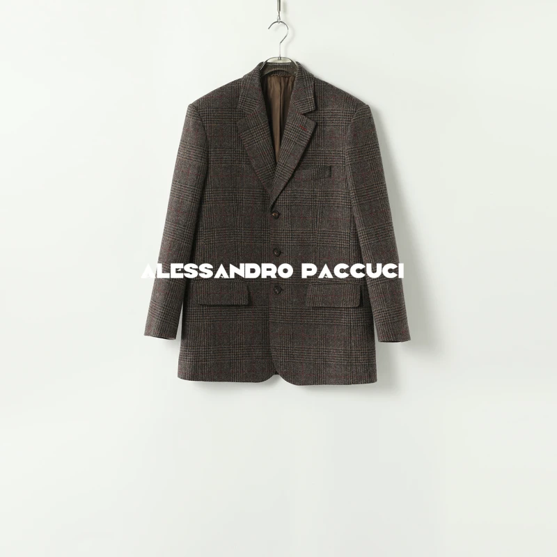 AP洛哥42083WZ【黑标系列】日本进口老钱羊驼毛绵羊毛宽肩格子西装