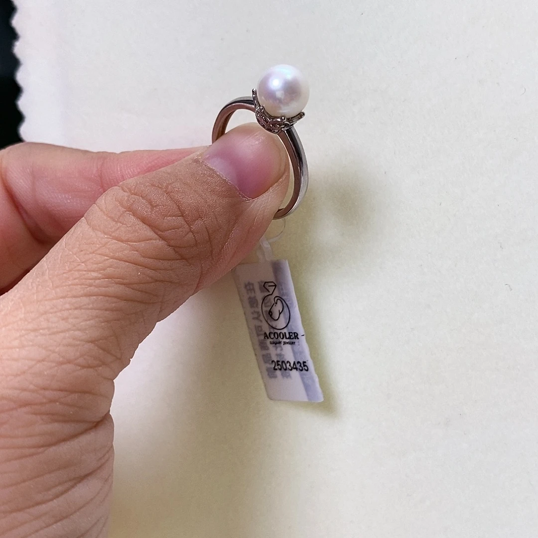 银S925镶嵌戒指淡水珍珠