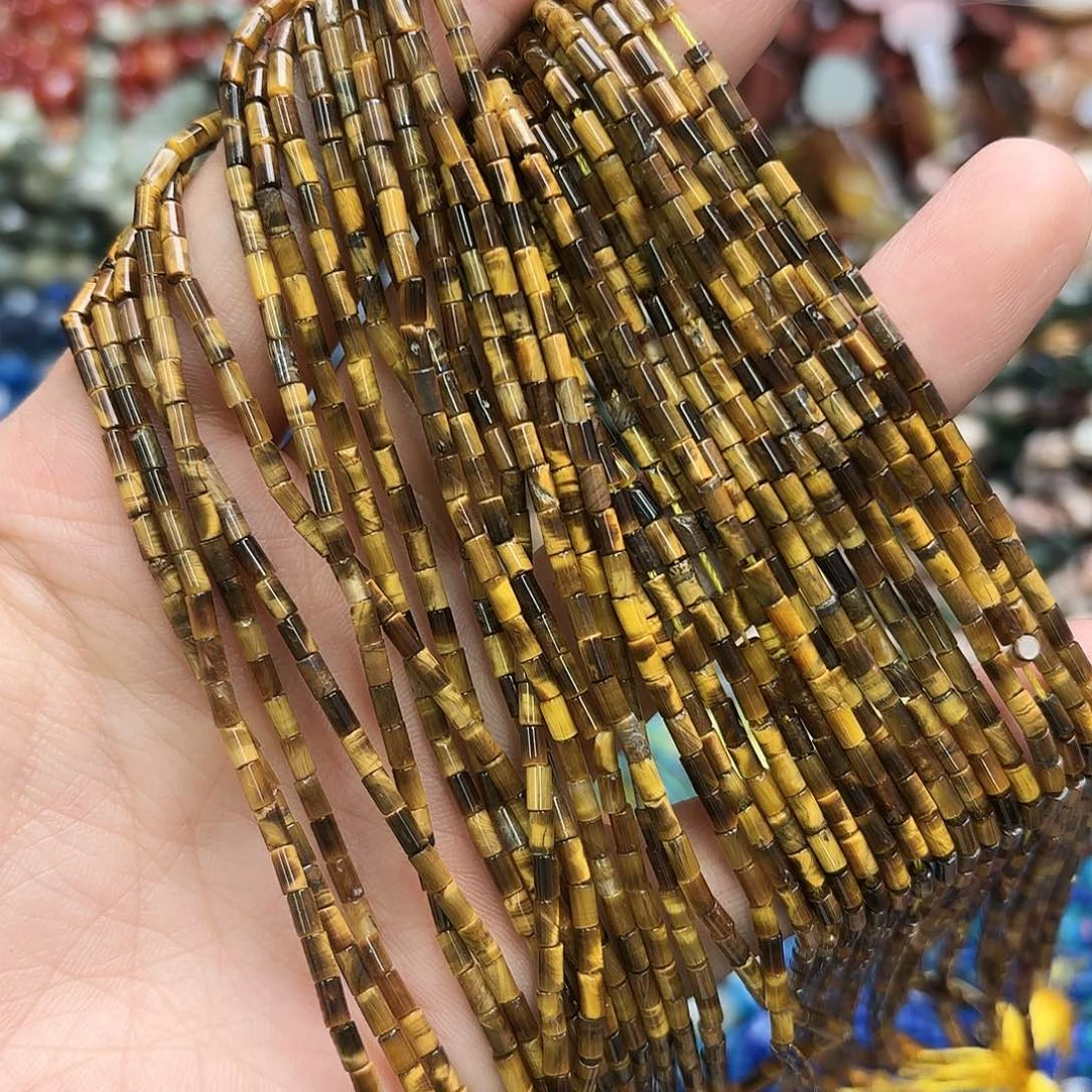 玛瑙/玉髓未镶嵌珠宝半成品2×4虎眼圆管一条